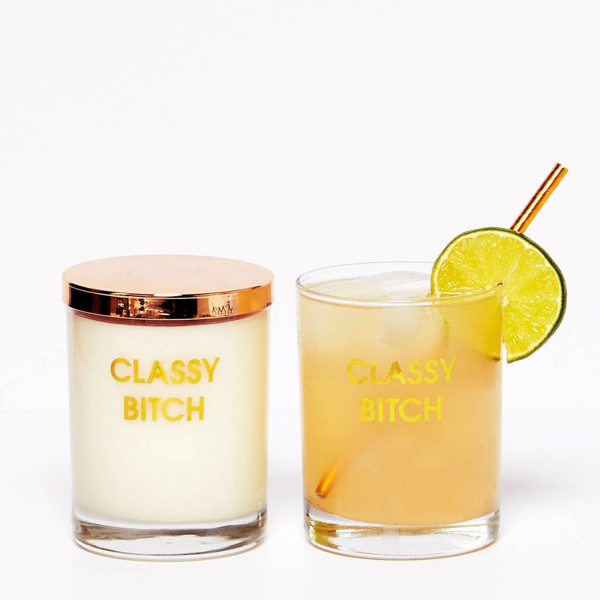 Classy Bitch - Gold Foil Rocks Glass