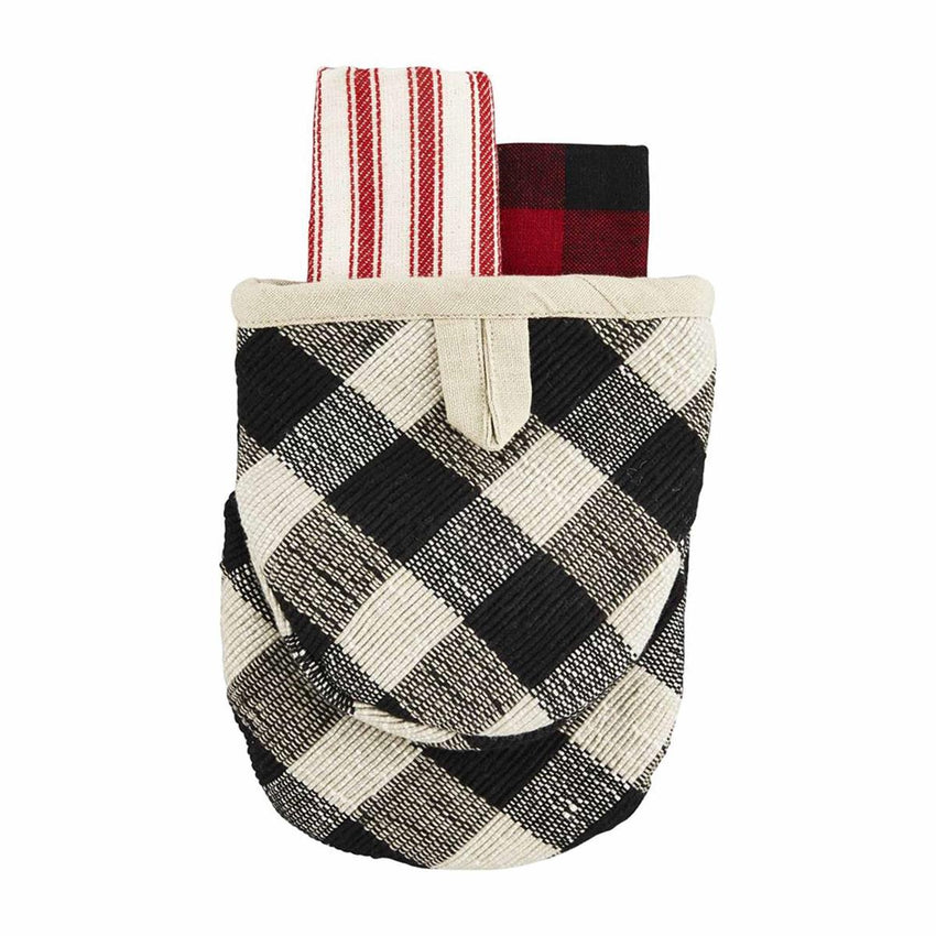 FALALA Check Towel Set with Oven Mitt - Great holiday gift for teachers, co-workers and more!