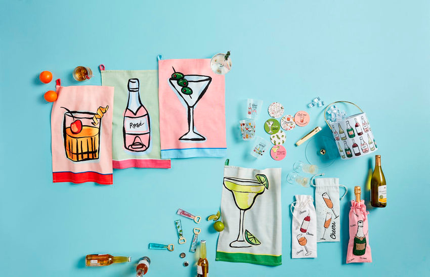 Fun Colored Trim Cocktail Towels - Great gift basket item!