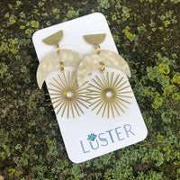 Crescent Moon Starburst Dangle Unique Statement Earrings