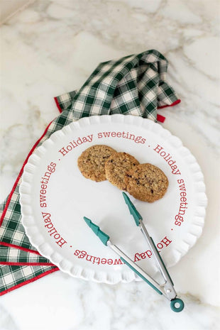 Holiday Sweetings Ceramic Cookie Plate & Tong Set