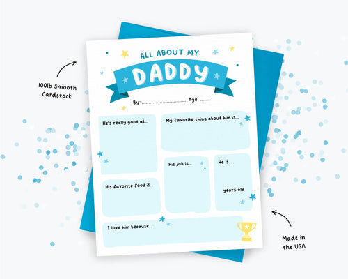 All About My Daddy - Fill in Card - Dad Birthday Card, All About Daddy Father's Day, Best Seller