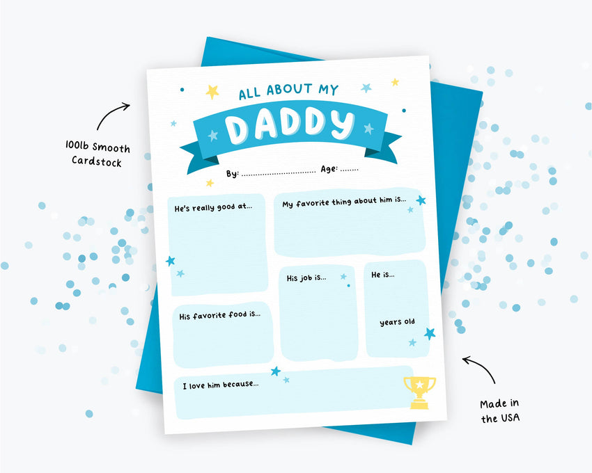 All About My Daddy - Fill in Card - Dad Birthday Card, All About Daddy Father's Day, Best Seller
