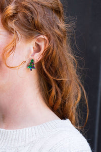 Christmas Tree Studs - Green Sparkle // Holiday Earrings