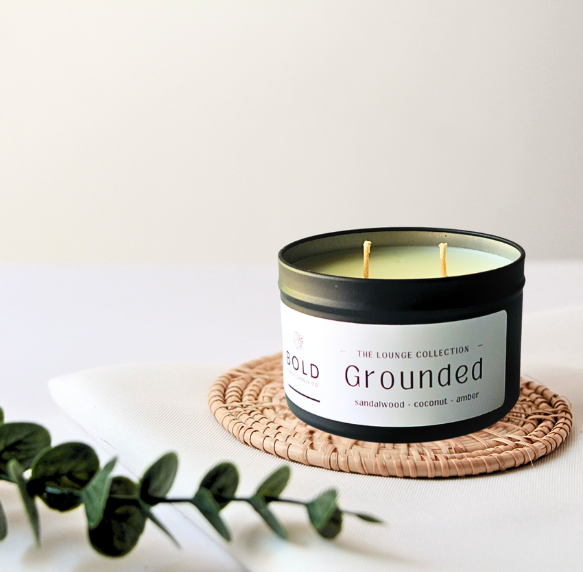 Grounded- Sandalwood + Coconut - 6 oz. Black Soy Candle