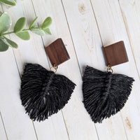 Wood Feather Post Earrings