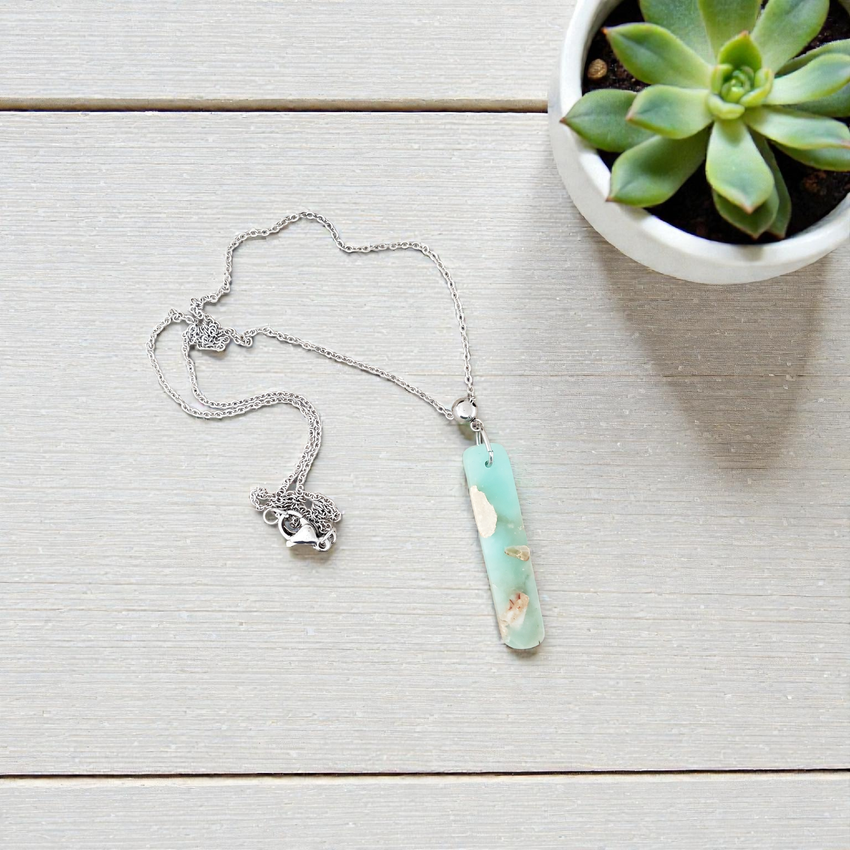 One of a Kind Aqua Terra Jasper & Stainless Necklace