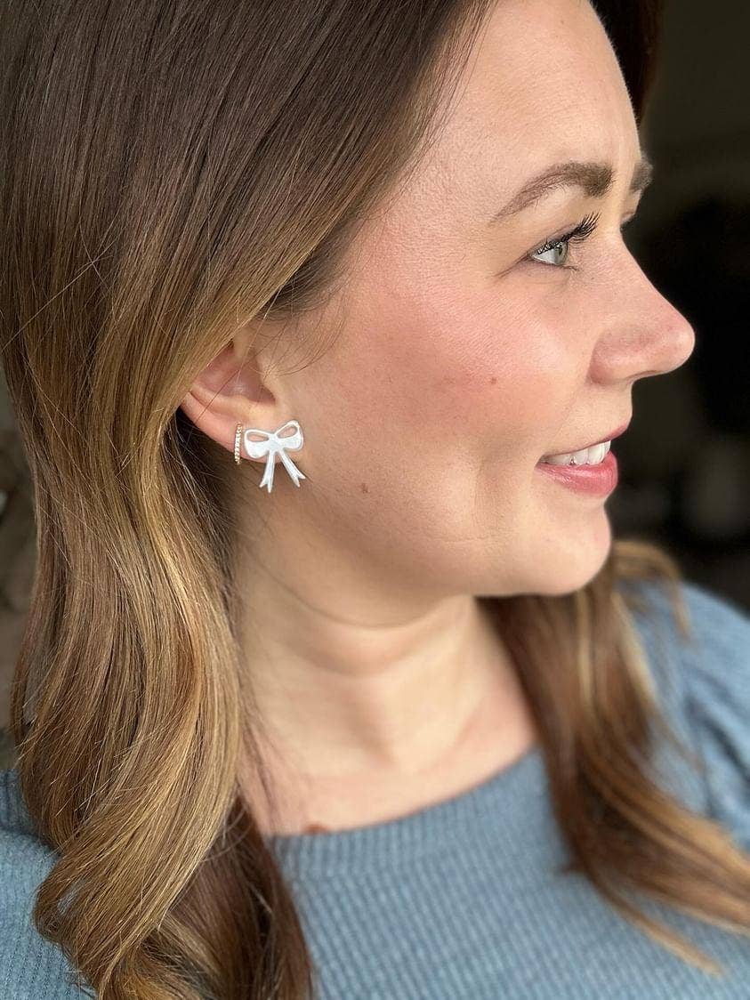 Bow Studs - Light Blue // Earrings, Gifts, Jewelry