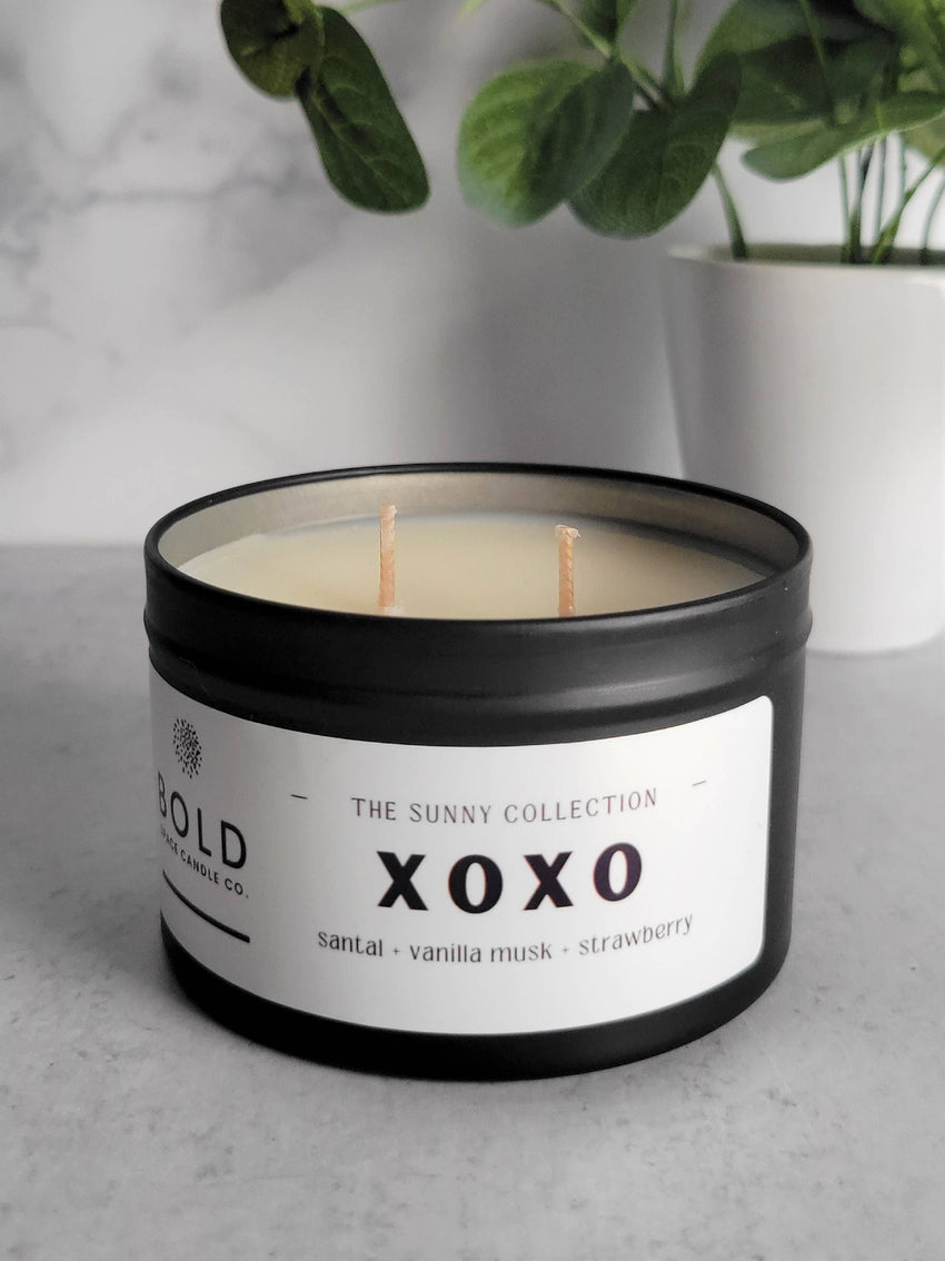 XOXO- Black Santal + Musk + Strawberries- 6 oz. Soy Candle