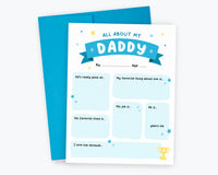 All About My Daddy - Fill in Card - Dad Birthday Card, All About Daddy Father's Day, Best Seller