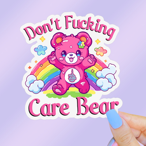 Don’t Fucking Care Bear Sticker, Funny 80s Sassy Nostalgia