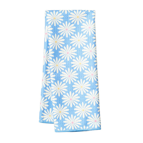 Anywhere Towel Reversible - Blue + Yellow Daisy Patern - RJW All a Buzz