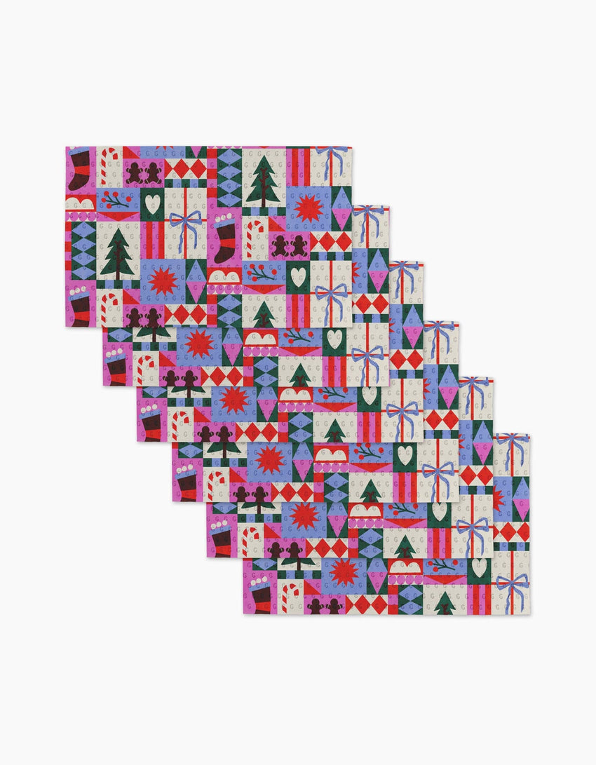 Festive Christmas Quilt Not Paper Towel - Set of 6