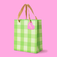 Gift Bags - Green Gingham - Medium