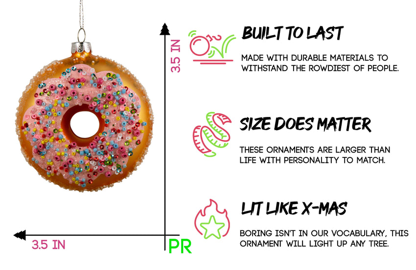 Party Rock | Pink Sprinkle Donut Glass Ornament