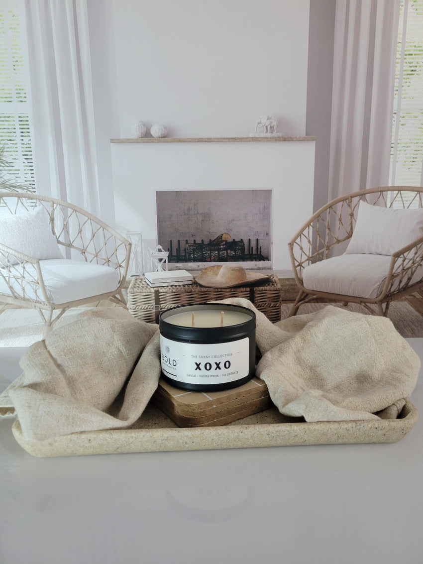 XOXO- Black Santal + Musk + Strawberries- 6 oz. Soy Candle