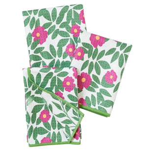 Mighty Mini Towel (Set of 3) Reversible - Fun Summer Beach Roses Pattern