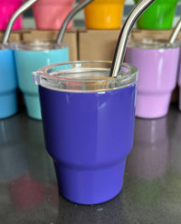 Tumbler Shot Glass with Metal Straw and Lid