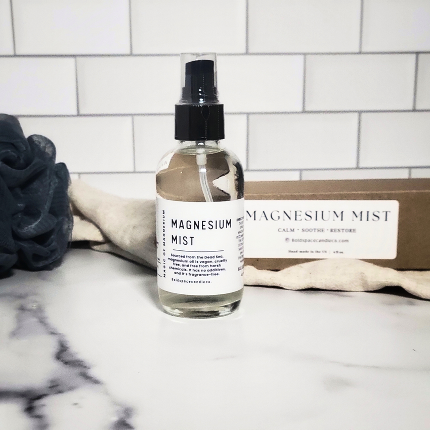 Magnesium Mist, Unscented, 4 oz. Glass Bottle, Wellness Gift