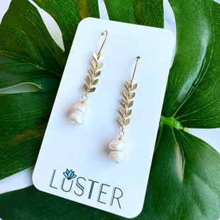Brass + Pearl Lightweight Statement Earrings