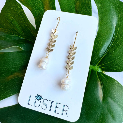 Brass + Pearl Lightweight Statement Earrings