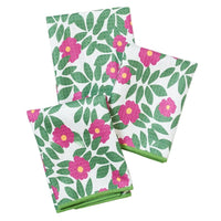 Mighty Mini Towel (Set of 3) Reversible - Fun Summer Beach Roses Pattern