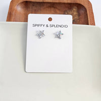 Star Studs - Silver Glitter // 4th of July Earrings