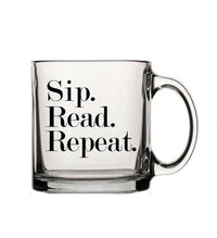 Sip Read Repeat 13oz Glass Tea or Coffee Mug