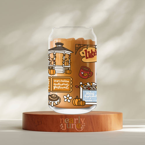 Autumn in Stars Hollow Glass Can Tumbler