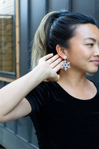 Snowflake Earrings - Silver Glitter // Christmas, Holiday