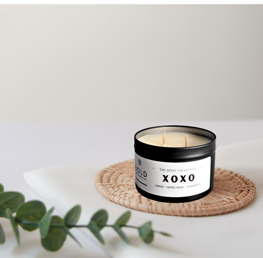 XOXO- Black Santal + Musk + Strawberries- 6 oz. Soy Candle