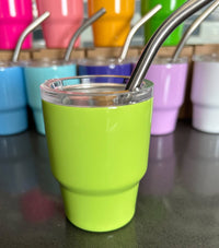 Tumbler Shot Glass with Metal Straw and Lid