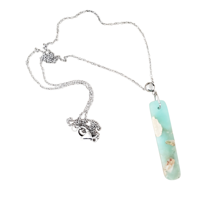 One of a Kind Aqua Terra Jasper & Stainless Necklace
