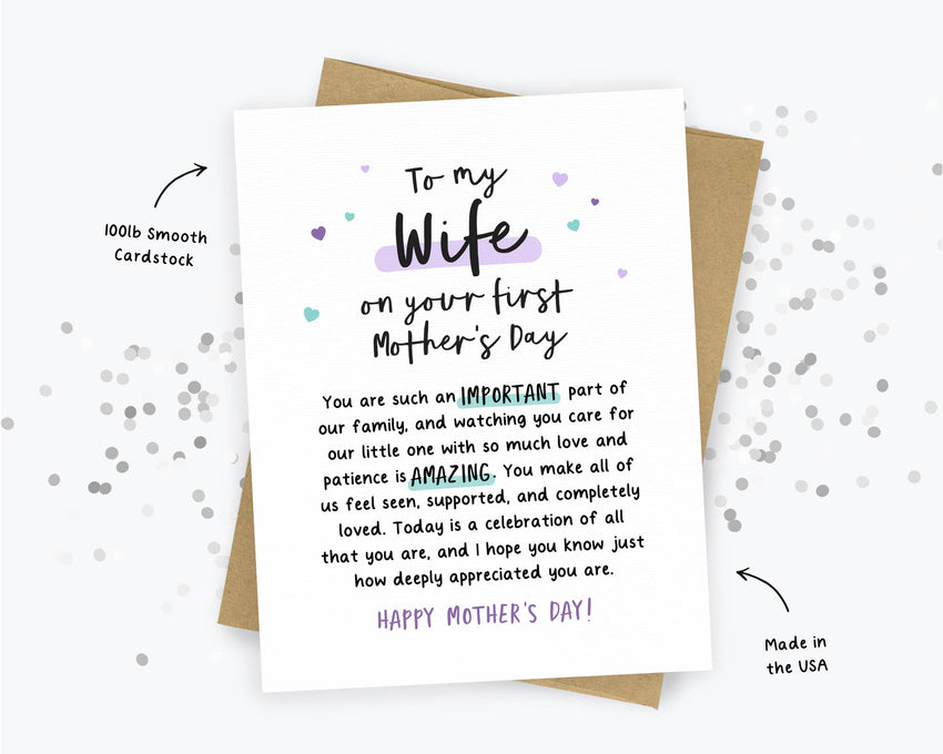 To My Wife - Mother's Day Greeting Cards, Card to Wife, First Mothers Day