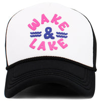 WAKE and LAKE Letter Foam Trucker Hat Mesh Cap