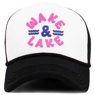 WAKE and LAKE Letter Foam Trucker Hat Mesh Cap