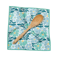 Mighty Mini Towel (Set of 3) Reversible - Teal + Blue Spring Floral Pattern