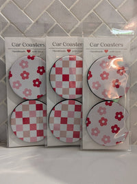 Car Coasters | Flowers and Checkers Car Coasters