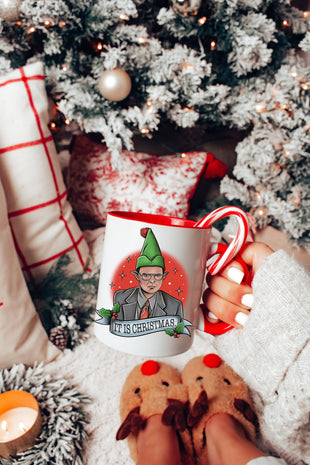 Dwight It Is Christmas Mug with Red Handle