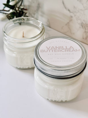Vanilla Buttercream 4 oz Mason Jar - 100% Natural Soy Candle