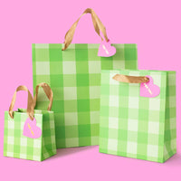 Gift Bags - Green Gingham - Medium