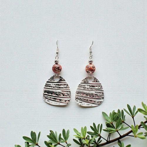 Fire Molten Agate & Stainless Earrings