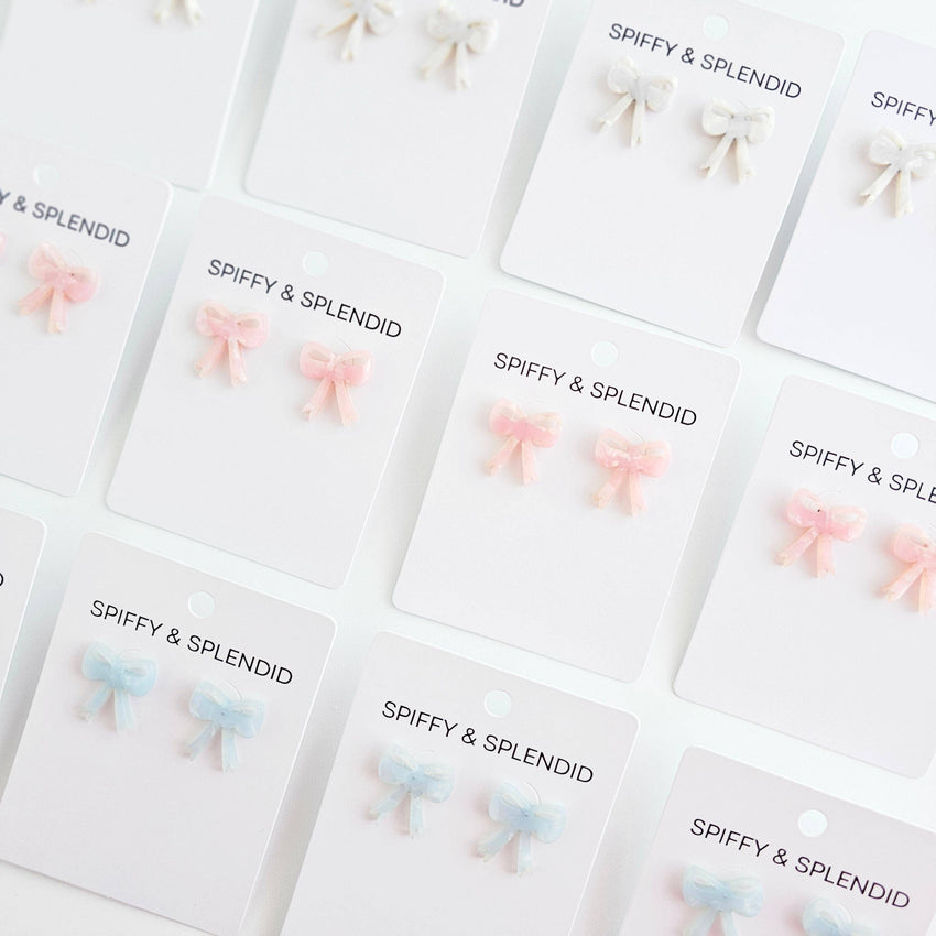 Bow Studs - Light Blue // Earrings, Gifts, Jewelry