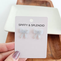 Bow Studs - Light Blue // Earrings, Gifts, Jewelry