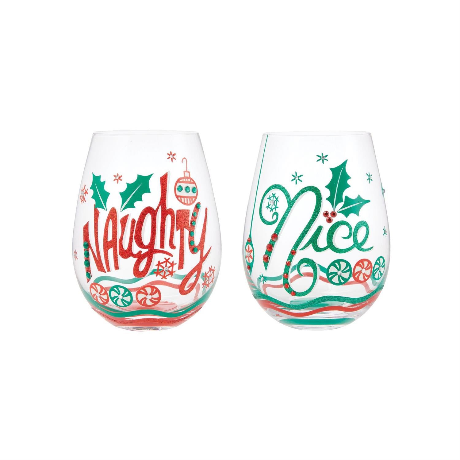 Naughty & Nice Stemless Wine Glass Set