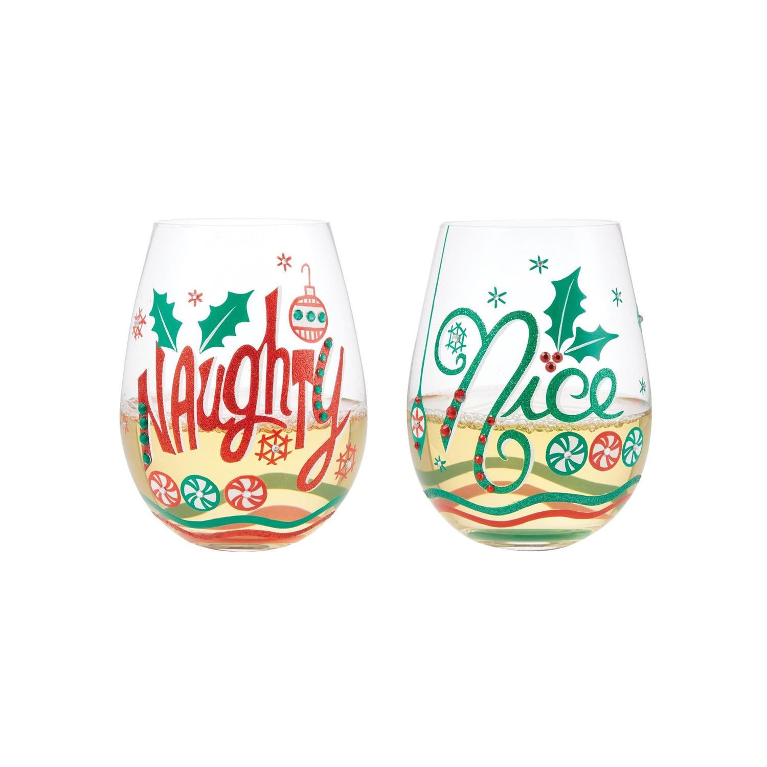 Naughty & Nice Stemless Wine Glass Set - Thumbnail 2