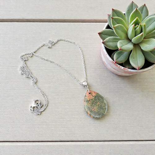 Unakite & Stainless Necklace