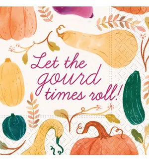 Let the Gourd Times Roll Thanksgiving Fall Pattern  - Cocktail Napkin - 20 count