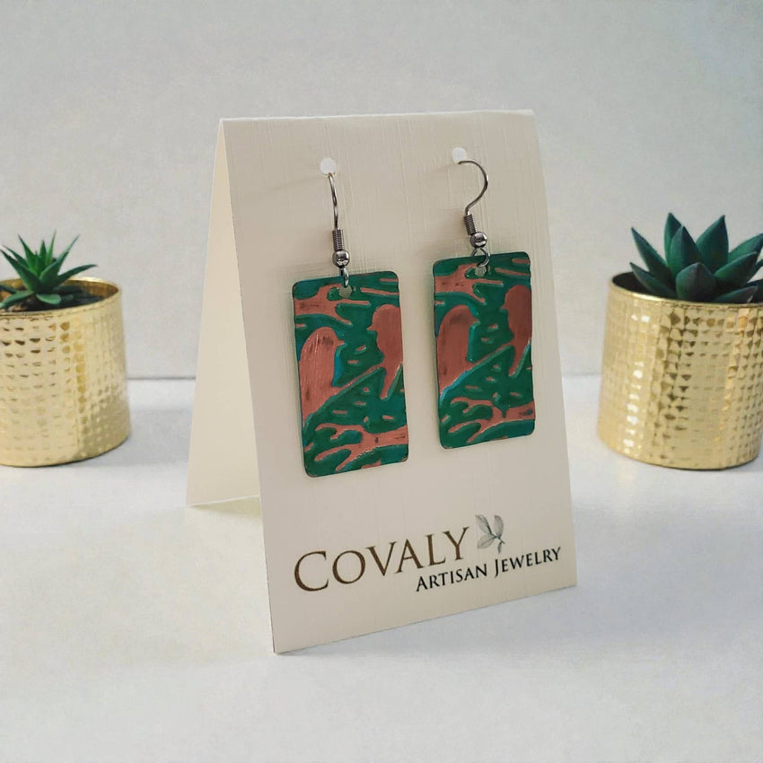 Fire Molten Agate & Stainless Earrings