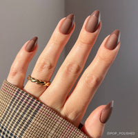 Terra Press-On Nails | Dark Brown Short Almond Nails